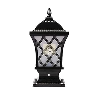 Metal Express Gate Lamp Outdoor Lights for Poles and Pillars | Net Triangle | Aluminum (Black)