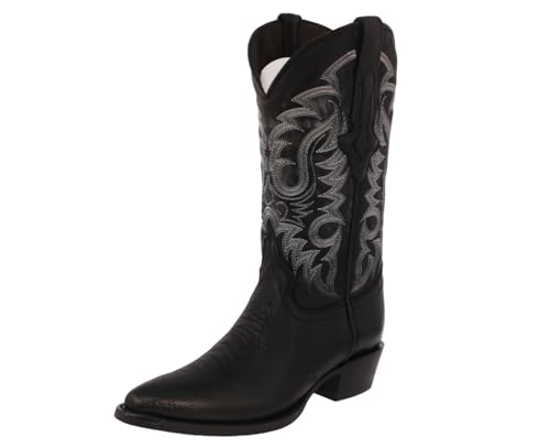 Texas Legacy Mens Black Western Leather Cowboy Boots Ostrich Leg Print J Toe