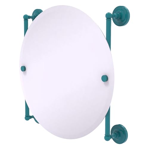 Allied Brass PR-27-90-GLT Prestige Regal Collection Round Frameless Rail Mounted Mirror, Glokzin Teal