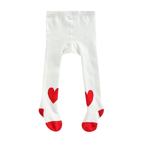Newborn Infant Baby Valentines Tights Cute Heart Printed Cotton Elastic Waist Knit Leggings Casual Pantyhose (A-Red Heart, 0-6 Months) Cover
