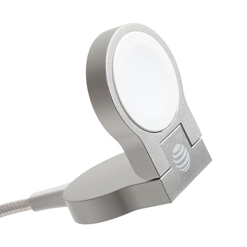 AT&T Apple Watch V3 Flip Fast Charger, USB Type C for iWatch (6 Ft - Braided, Silver)