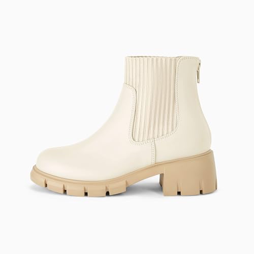 Coutgo Girl Boots Kids Ankle Boots Back Zipper Round Toe Chelsea Platform Elastic Short Booties Snow Boots For Little Kids/Big Kids thumb #3