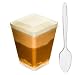 DLux 40 x 5 oz Mini Dessert Cups with Lids and Spoons, Square Large - Clear Plastic Parfait Appetizer Cup - Small Disposable Reusable Serving Bowl for Tasting Party Desserts Appetizers - Recipe Ebook