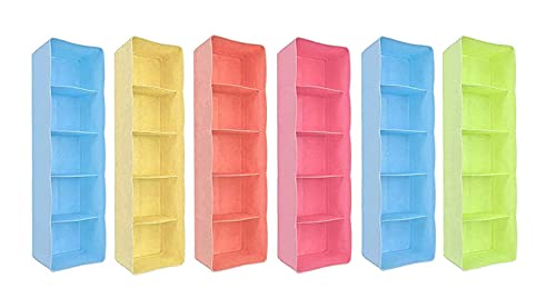 Image of Multipurpose Stackable Wardrobe Drawer Organizer Rack, Socks Undergarments Hanky tie Innerwear jwelary Dressing Organizer, Wardrobe Organiser Rack for Small Clothes (Pack of 6)