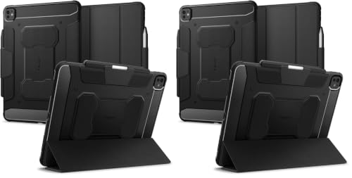 Image of Spigen for iPad Pro 13 inch Case M5 /M4 (2025-2024), Rugged Armor Pro Protective Tri-Fold Cover with Pencil Holder, Black (Pack of 2)