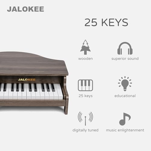 Kids Piano Keyboard, 25 Keys Grand Piano for Kids, Mini Music Educational Instrument Toy, Volume Adjustable, Wood Toy for Toddlers Girls Boys (Walnut) - Les Beatles, Paul McCartney, John Lennon, RIngo Starr, George Harrison Kids Piano Keyboard, 25 Keys Grand Piano for Kids, Mini Music Educational Instrument Toy, Volume Adjustable, Wood Toy for Toddlers Girls Boys (Walnut) – Image 3