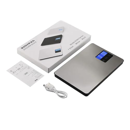 Báscula de cocina, Báscula de cocina Digital de 15kg, pantalla LCD, báscula electrónica for alimentos for cocinar, básculas for hornear(Sliver)