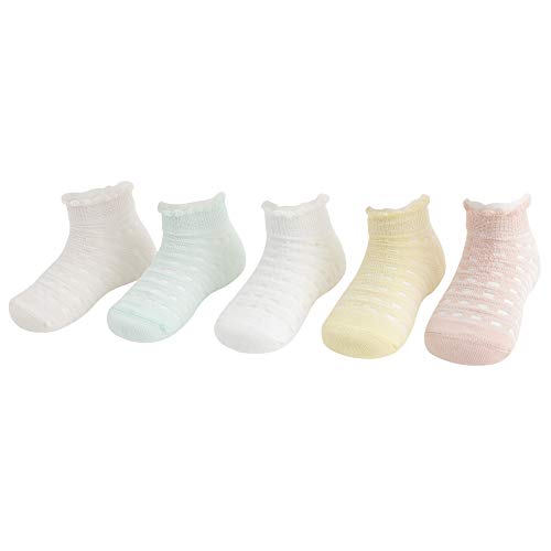 DEBAIJIA 5 Pares de Calcetines de Algodón de Malla Fina Calcetines Respirable de Primavera Verano Calcetines para Niños Niñas 0-12 meses - S - Niña - C