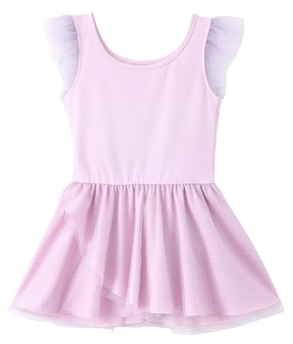 Image of Disney Frozen Elsa Princess Stitch Minnie Girls Ballet Leotards Ruffle Sleeve Shiny Leotard Dance Dress Ballerina Outfit 2-9Y