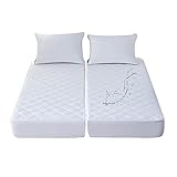 Quilted Split King Mattress Protector Pad for Adjustable Beds, Waterproof Soft Noiseless Fitted...