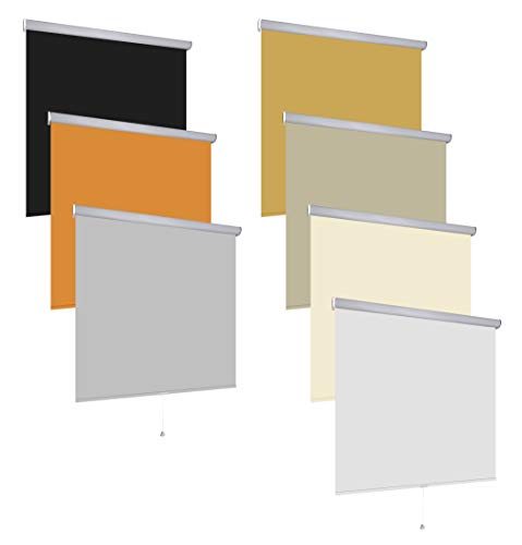 Thermorollo Verdunkelungsrollo Springrollo Rollo | 60-240 cm breit | Wandmontage, Deckenmontage | lichtundurchlässig, Beschichtung Silber | Bedienung Mittelzug | Größe 220 x 175 cm, Farbe Beige Cover