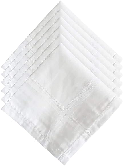 100% Cotton Premium Collection Handkerchiefs for Men – Set of 6 Classic White Hankies – Soft & Durable-image-24