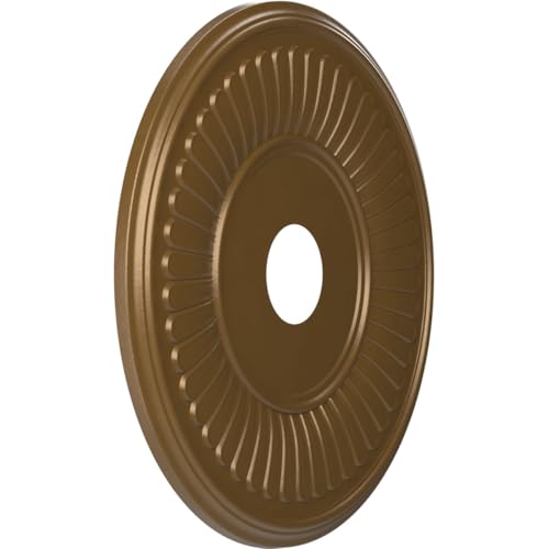 Image of Ekena Millwork CMP19BECCB Berkshire Thermoformed PVC Ceiling Medallion (Fits Canopies up to 8 3 /8 inch), 19 inchOD x 3 1 /2 inchID x 1 inchP, Metallic Champagne Bronze