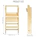 toilmua Foldable Kitchen Step Stool Montessori Step Stool for Kids 2-6, Baby Child Standing Tower Solid Wood Kitchen Learning Stools for Bathroom Sink Easy to Assemble Beige