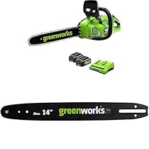 Greenworks 48V(2x24V) Motosega a Batteria con Motore Brushless, con due 4Ah e Caricabatterie Gemello + Greenworks 35cm Barra