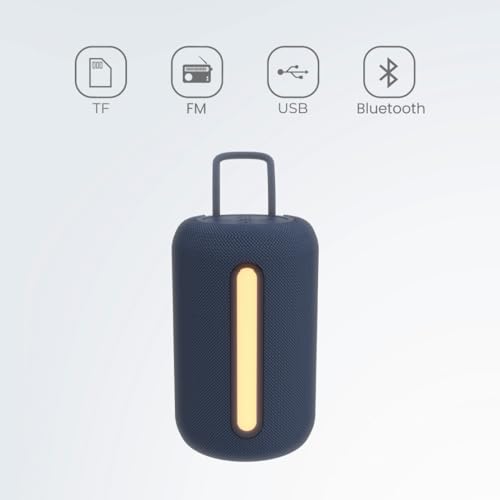 Image of JUST CORSECA Sushi Shine 10W Bluetooth Speaker | V5.3 | FM, LED Light, USB, TF, TWS | 800mAh Battery | 6-Hour Playtime | 10m Range (Blue)