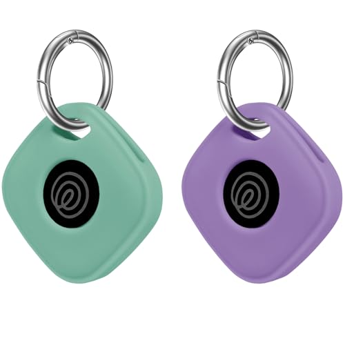 Silicone Case for Tile Mate 2024 with Keychain, 2 Pack Anti-Scratch Protective Cover for Tile Tracker (Purple/Mint)