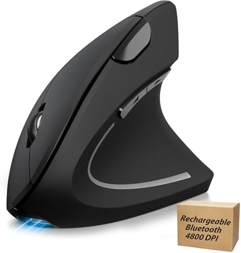 TECKNET Ergonomic Mouse, Rechargeable 2.4G+Bluetooth Vertical Mic...