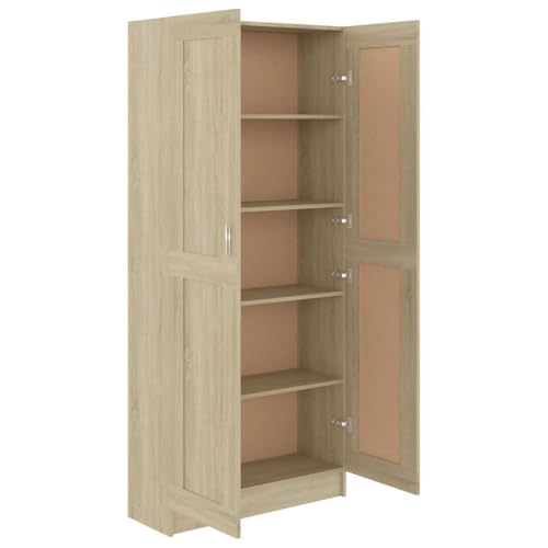 Estantería roble Sonoma de 5 compartimentos y 2 puertas 185cm 5