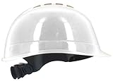 Silent SL1470 Casco de seguridad industrial, sombrero duro de construcción, ventilado, arnés de 6 puntos, certificado EN 397 y A1, blanco