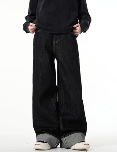 Y2k Mens Baggy Jeans Hip Hop Pants Loose Fit Skater Jeans Skateboard Denim Pants Black Jeans Streetwear4