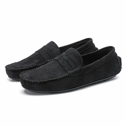 Men's Loafers Genuine Leather Round Toe Suede Vamp Loafer Comfortable Flat Heel Anti-Slip Outdoor Slip On3