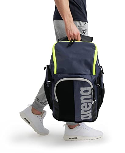 Image of ARENA Spiky III Backpack 45 Swimming Athlete Sports Gym Rucksack Large Training Gear Equipment Swim Bag for Men and Women, 45 Liters, Navy /Neon Yellow