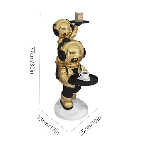 Figura grande de astronauta dorado con bandejas decorativas miniatura 3