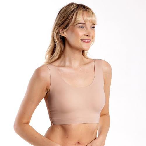Image of Floatley to The T-Shirt Scoop Neck Bra for Women, Silky Comfort Wirefree Seamless Grip Band Pullover Bra with Removable Pads