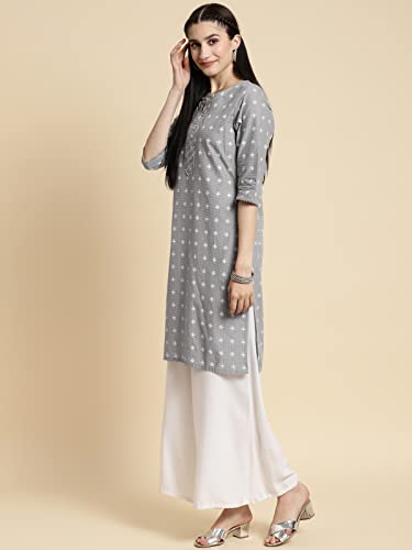 Image of rangita Women's Cotton Straight Fit Straight Light Knee Length Printed Kurti | Kurta