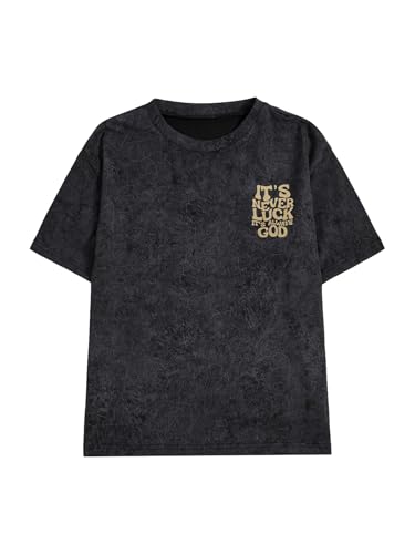 Image of RoseSeek Boy's Letter Graphic Tees Short Sleeve Vintage Summer Tops Trendy