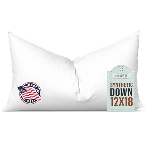 Image of Pillowflex Synthetic Down Pillow Insert 12x18 in - Karate Chop Pillow | Small Rectangle Sham Form, Plush Polyester Cotton Blend, Cloud-Like Comfort, Clump-Resistant Fill, Smooth Elegant Finish