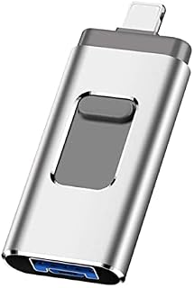 USB Flash Drive, USB3.0 Memory Stick External Storage Thumb Drive for i-Phone i-Pad 64GB Photo Stick Flash Drive Suitable for Any Model PC/Pad/Android Phones (Silver)