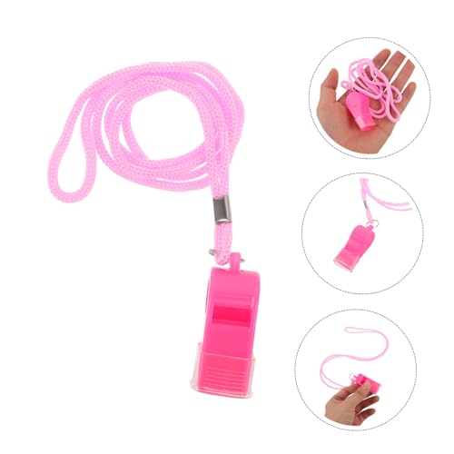 6 silbatos rosas con cordón y boquilla de plástico miniatura 4
