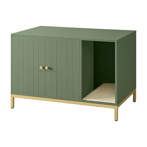 Feandrea Litter Box Enclosure, Modern Cat Litter Box Furniture Hidden, with Scratching Mat, Tall...