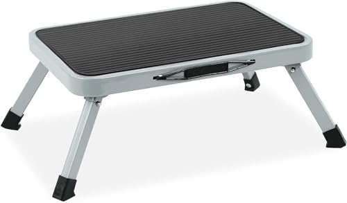 MIDOGAT Sgabello pieghevole portatile con tappetino in gomma antiscivolo RV scala a un gradino per camera da letto, cucina, bagno
