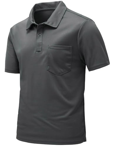 Image of Rdruko Men's Polo Shirts Short Sleeve Quick Dry Outdoor Golf Sports Shirts with Pocket