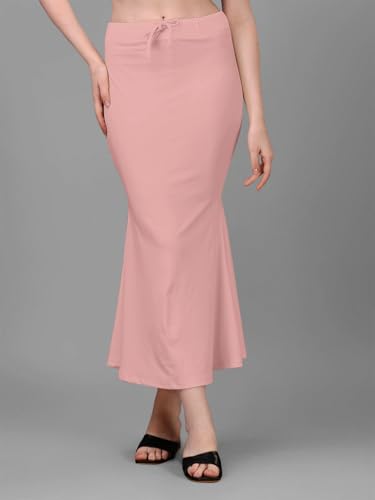 Image of Women's Saree Shapewear Petticoat, Cotton Blend Stretchable Mermaid Skirt, High Waist Tummy Control, Smooth Curve Fit with Adjustable Drawstring