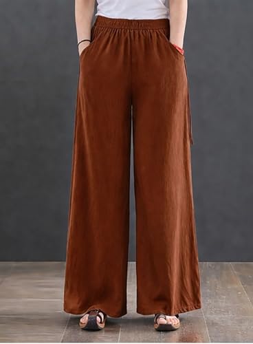 Image of KOTTY Women's FlowEase Wide Leg Pants High-Rise Drawstring Waist Relaxed Lounge Trousers with Pockets, Soft Breathable Everyday Wear