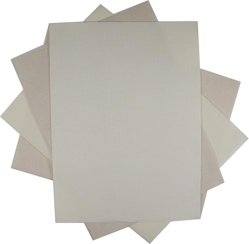Image of KCS 4 /6 pc of 12 inch x 18 inch 30cmx45cm 16CT Counted Cotton Aida Cloth Cross Stitch Fabric (Cream+Oatmeal, 4 pc)