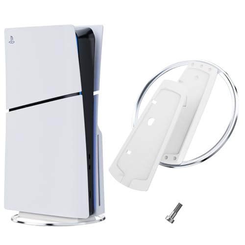 PS5 Slim/PS5 縦置きスタンド，For PlayStation 5 専用，転倒防止 地震対策 傷付き防止 放熱改善，ps5 スタンド，ps5 縦置きスタンド，ps5 slim スタン，ps5 周辺機器（ps5 本体全機種対応） (白い)