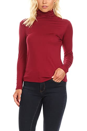 Women's Casual Solid Long Sleeve Fitted Turtleneck Sweater Top