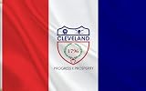 HVATLTL Cleveland City Flag 3x5FT,Heavy Duty 100D Polyester Flag,Vivid Colors,City of Cleveland Ohio Flags Banners with 2 Brass Grommets for Indoor Outdoor.