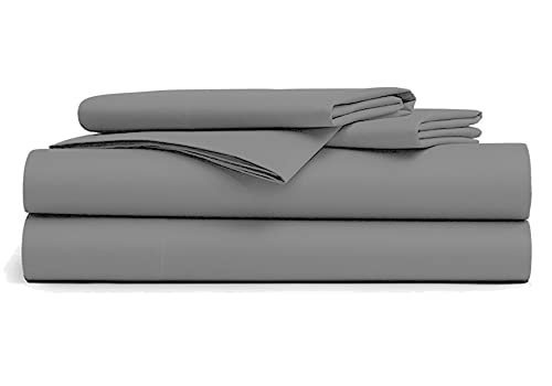 Drap Plat 100% Coton 57 Fils/cm² (Gris Clair, 240 X 300 cm)