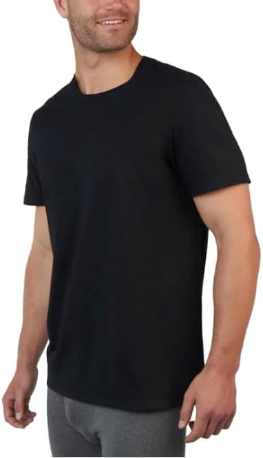 KIRKLAND Signature Men's Crew Neck Lightweight Tagless Tee Shirt - 6-Pack (US, Alpha, Large, Regular, Regular, Black) - Image 2