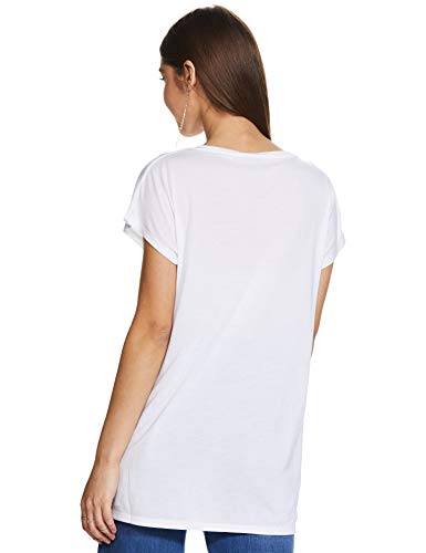 Image of Marks & Spencer Womens Solid Polyester Blend V-Neck Relaxed Fit T Shirt