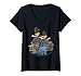 Mujer Bajo Presión Dino Lindo Dinosaurio Volcanes Niño Niña Niños Camiseta Cuello V