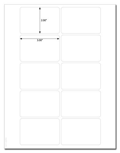 Waterproof White Matte 3" X 2" Rounded Corner Rectangle Labels For Laser Printers With Downloadable Template And Printing Instructions, 5 Sheets, 50 Labels (R32) #TOP5