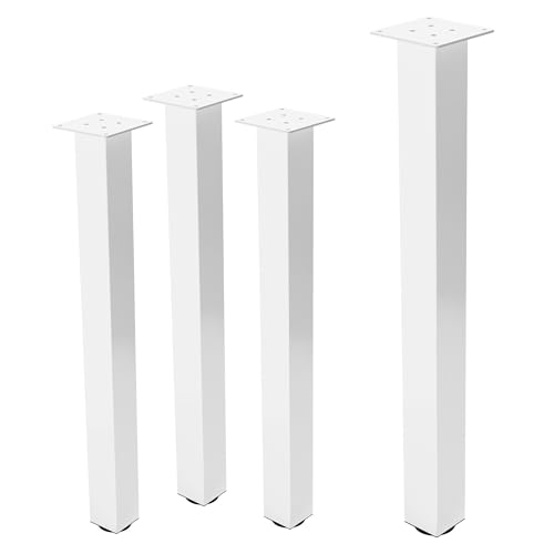 ML-Design Lot de 4 Pieds de Table I-Design 90 cm, Blanc Brillant, en Acier Laqué Epoxy, Carré,...