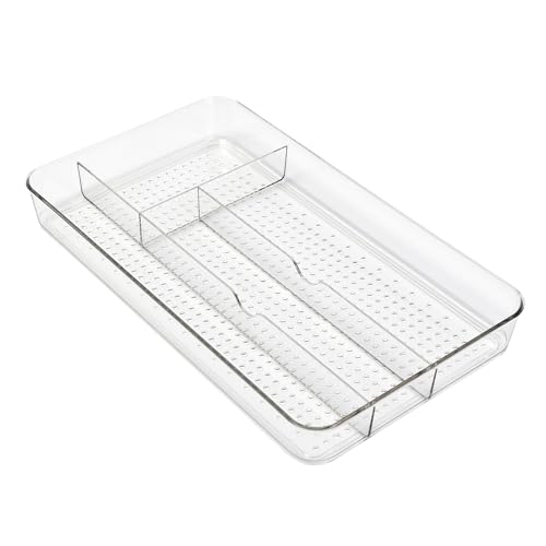 Dial Industries Small Cutlery, Utensil, Silverware Kitchen Drawer Organizer Tray, Clear